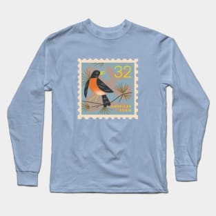 Robin Postage Stamp Long Sleeve T-Shirt